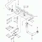 165    (2 BBL.)  MERCURY 224 I/L4 1987 0B434941 THRU 0B774251 Intake manifold and throttle linkage (165-170-3.7l...