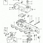 165    (2 BBL.)  MERCURY 224 I/L4 1987 0B434941 THRU 0B774251 Exhaust manifold and exhaust elbow (aluminum)