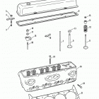 454 MAG. BRAVO GM 454 V-8 1988-1992 0B721206 THRU 0D805068 Cylinder head and rocker cover