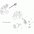 R12VH57AD RZR 570 EFI Engine, oil filter and dipstick