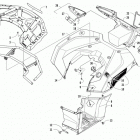 ATV ALTERRA 700 XT EPS RED Rear rack, body panel, footwell, and taillight ass...