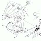 700 HDX XT RED Hood  /  front storage and side panel assembly