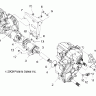 R09VH76 RANGER RZR 800 EFI ALL OPTIONS Drive train, gearcase, carrier mtg (built 10 / 15 ...