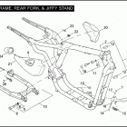 XL883C 4CJM SPORTSTER 883 CUSTOM (2006) FRAME, REAR FORK, & JIFFY STAND