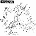 XLH 1100 CANG Sportster 1100 (1986) FRAME, REAR FORK AND JIFFY STAND