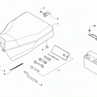 ATV ALTERRA 300 RED Seat, battery, and tool kit assemblies