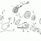 ATV ALTERRA 300 RED Starter motor, magneto, and oil pump assembly