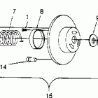 0952574 500 SKS Driven clutch assembly  500 efi 0952774, efi sks 0...