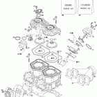 MX Z 440X Racing 01- cylinder, exhaust manifold and reed valve, c /...