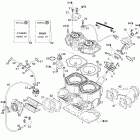 GSX 800 HO 01- cylinder, exhaust manifold and reed valve 793h...