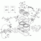 GTX 800 HO 01- cylinder, exhaust manifold and reed valve 793h...