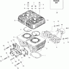 Skandic 440F LT Цилиндр и головка цилиндров ,задняя сторона