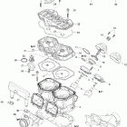 Legend 500 SS 01- cylinder, exhaust manifold, reed valve (593)