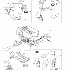 Skandic 380/500 Крепление двигателя и глушитель