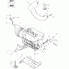Touring E 01- engine support and muffler (377, 443)
