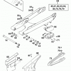 125 / 200 SX, MXC, EXC, EGS CHASSIS Schwingarm, kettenschutz swingarm, chain guard 125...