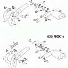 400/620 R/XC e CHASSIS Pipes, pre silencer 400 / 620 98