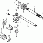 XR100 Shift fork @ shift drum  @ kick starter spindle