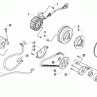 300 DVX Starter motor, magneto, and oil pump assembly