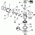 J4RSSM Rope Start, Tiller, 15 IN. shaft Коленвал и поршни