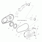 R11RH50AG/AH/AR RANGER 4X4 500 EFI Drive train, clutch cover
