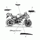 Daytona 675 R Bodywork - decals; 411984> white bikes, 429247> re...
