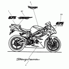 Daytona 675 R Bodywork - decals; >411983 - white bikes, >429246 ...