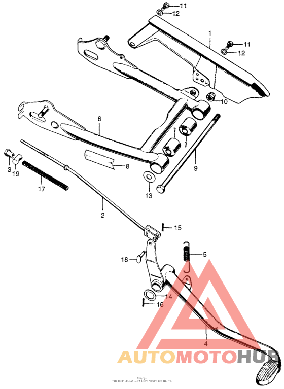 Chain case + rear brake + swingarm