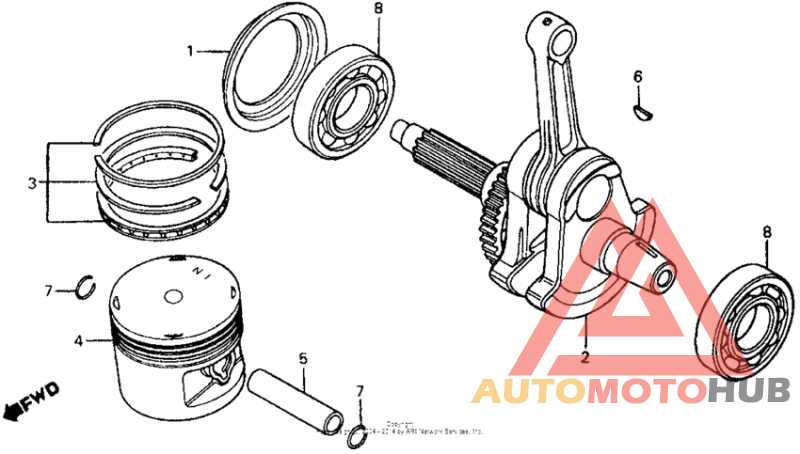 Crankshaft + piston 83-84