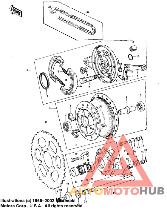 Rear hub/brake/chain