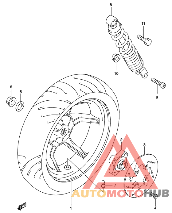 Rear wheel complete assy