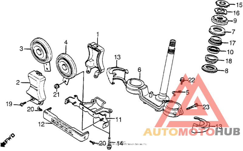 Steering stem + horn