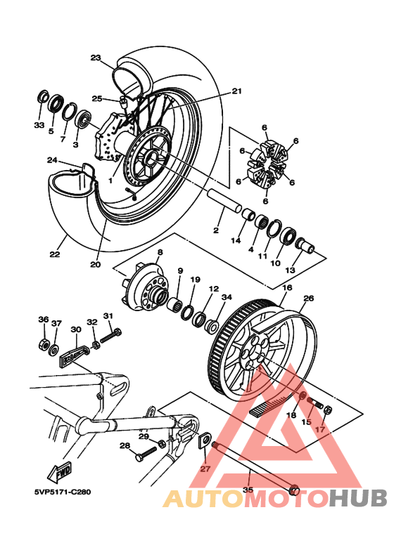 Rear wheel complete assy