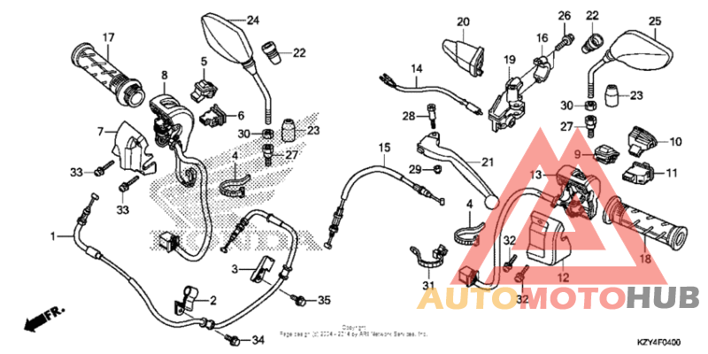 Handle lever + switch + cable