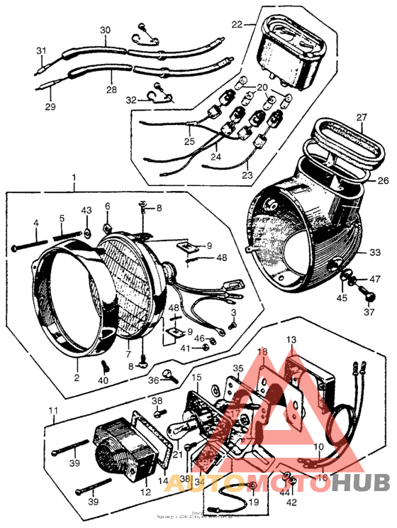 Headlight + speedometer + tachometer