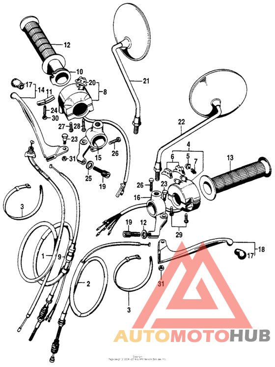 Turn signal + lighting switch + cable