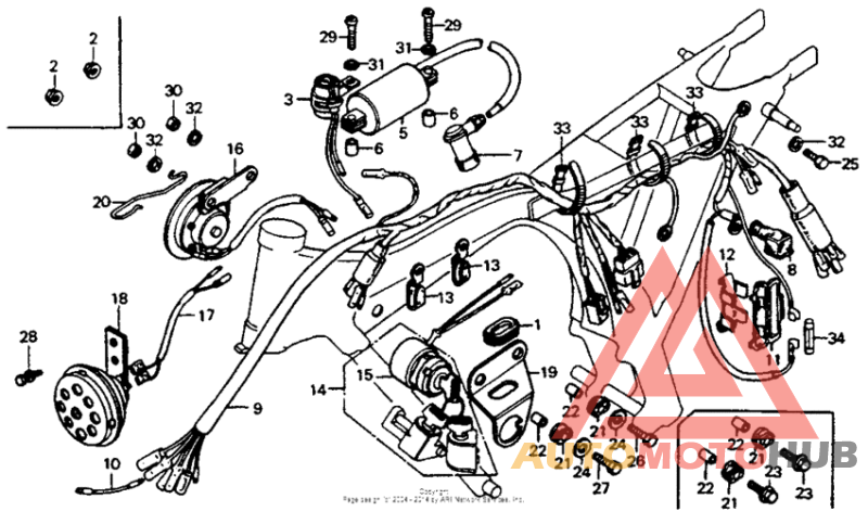 Wire harness + ignition coil + horn 76,78