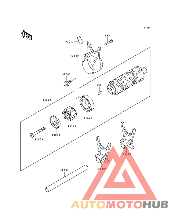 Gear change drum/shift forks