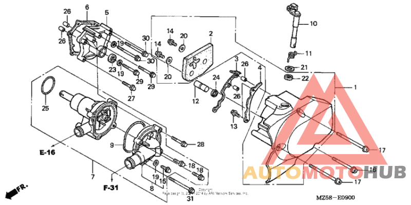 Water pump + left crankcase cover