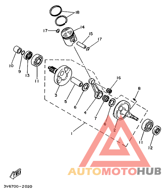 Коленчатый вал и поршни