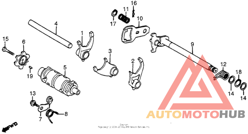Shift drum + shift fork