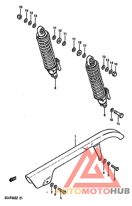 Chain case-rear shock absorber