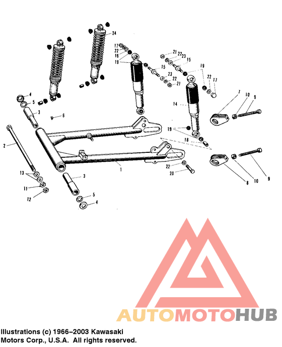 Swing arm/shock absorbers