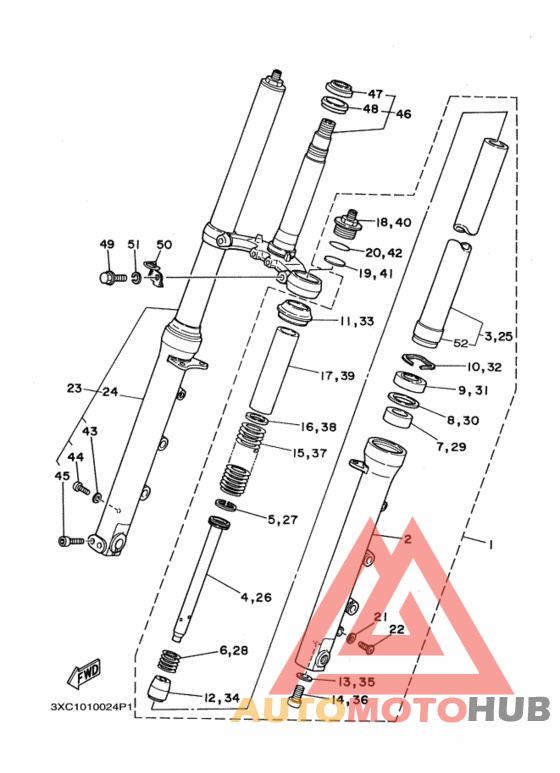 Front fork assy(ur silv