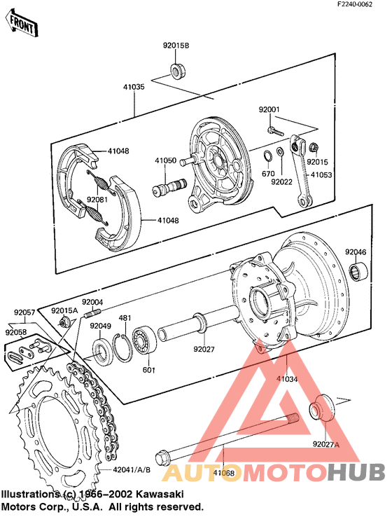 Rear hub/brake/chain