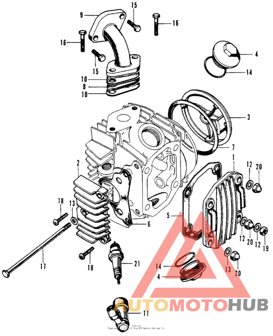 Cylinder head cover + inletpipe + spark plug