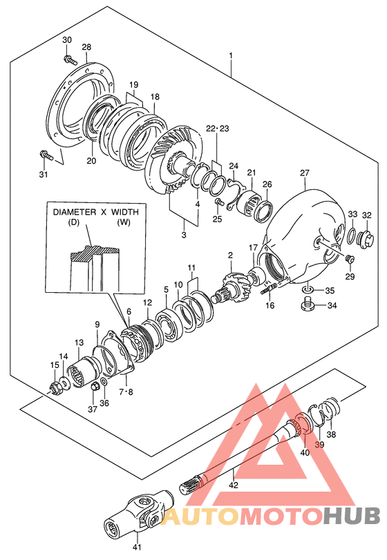 Propeller shaft/final drive gear
