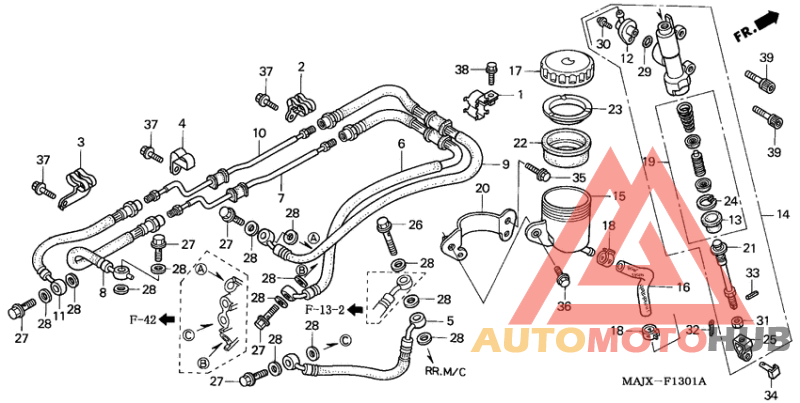Rr. brake master cylinder