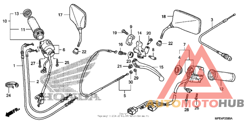 Handle lever + switch + cable