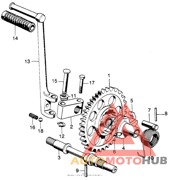 Kick starter + spindle